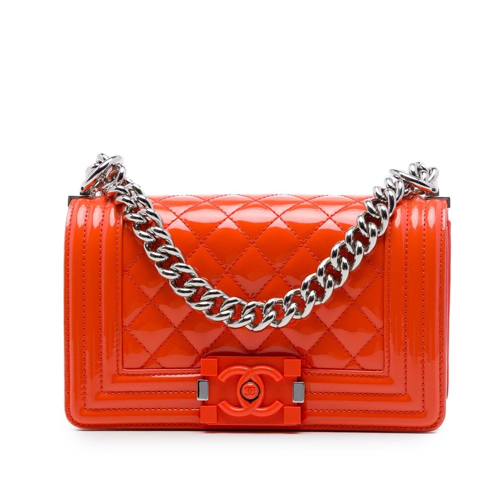 Pre-Loved Chanel Small Quilted Patent and Acrylic Boy Flap